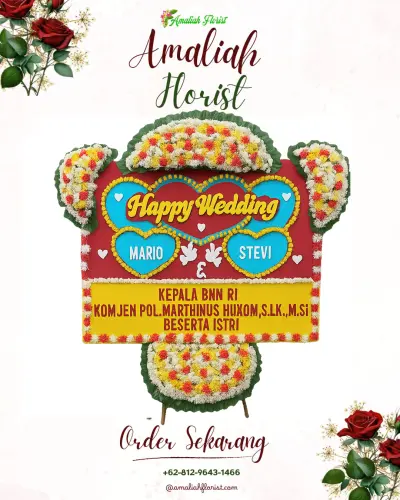 Karangan Papan Bunga Pernikahan di Simpar